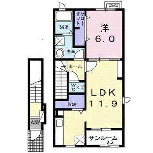 メイプル ジェルメC【2階】の間取り