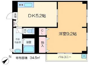 1DKの間取り画像