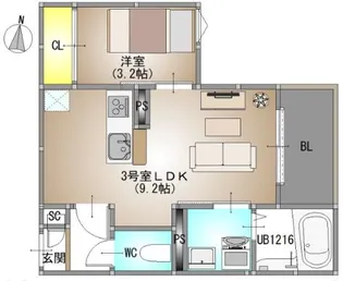 岡山県岡山市北区庭瀬【アパート】の間取り