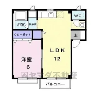 ニューエリールKATU A【1階】の間取り