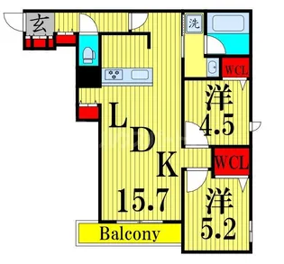 メゾンクレール谷在家【1階】の間取り