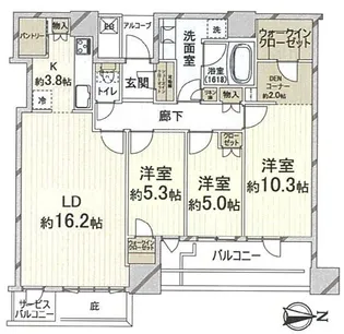 シエリアタワー千里中央【36階】の間取り
