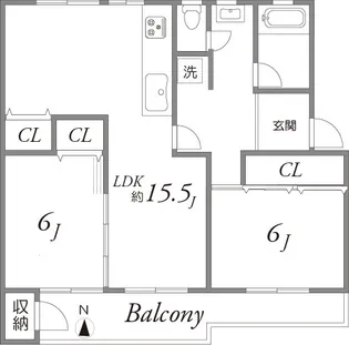 西三田団地3街区6号棟【2階】の間取り