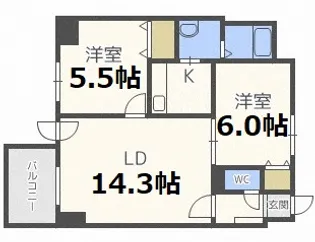 グレイスコート菊水【8階】の間取り