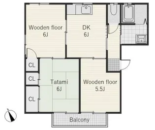 恵山坊ハイツC【2階】の間取り