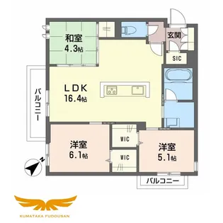 LUCE帯山西【3階】の間取り