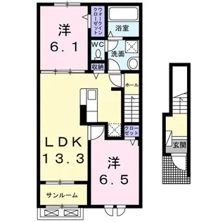 ニアパートA【2階】の間取り