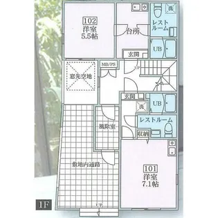 パークサイド日暮里・西日暮里【1階】の間取り