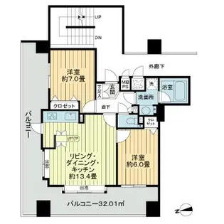 ライオンズヴィアーレ青葉通【8階】の間取り