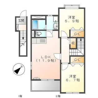 ヴィラ・サンライト I【2階】の間取り