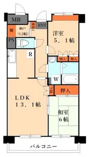 リヴェール烏山【5階】の間取り