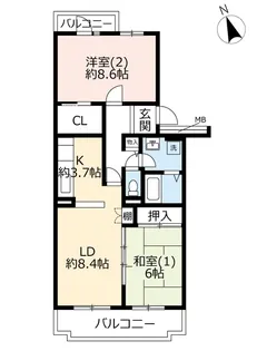 UR春日部小渕【5階】の間取り