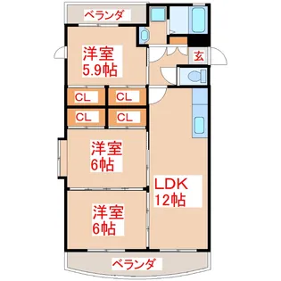 リバーサイドA【2階】の間取り