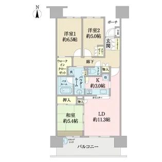 ルネ京成佐倉グランレジデンス【6階】の間取り