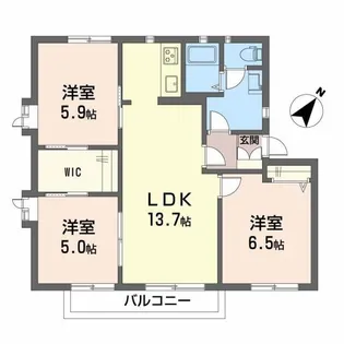メゾンパークサイドB棟【1階】の間取り