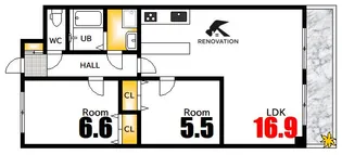 ハイツ南千田【6階】の間取り