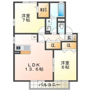 ブラン・ブルー B【2階】の間取り