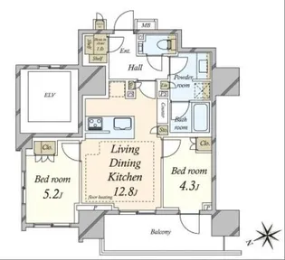 ザ・パークハウス芝御成門(ザ・パークハウスシバオナリモン)【7階】の間取り