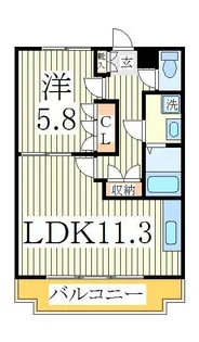 クレメント駒木C【1階】の間取り