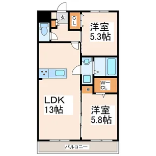 ソルーナ松橋【4階】の間取り