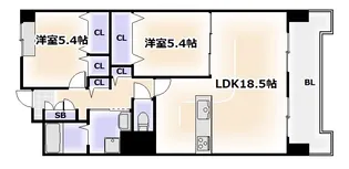 ラフォレドゥ北田辺【9階】の間取り