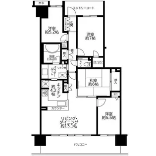 パークウエスト東京 J棟【6階】の間取り