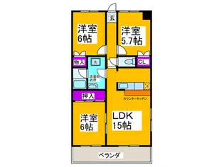 双輪コーポイレブン【4階】の間取り