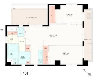 クレドボヌール【4階】の間取り