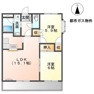 グランドールB【1階】の間取り