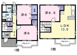 シャン・ド・フルール D【1階】の間取り