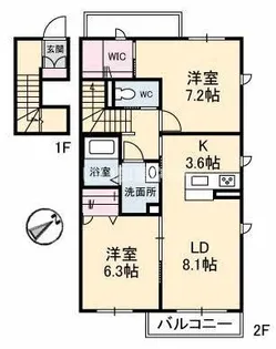 シャーメゾン・アスピラシオン【2階】の間取り