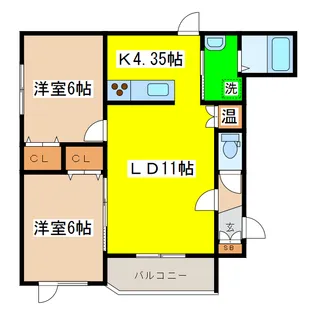 アビタ22フェライン鳥取【1階】の間取り