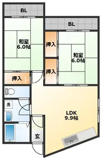 コスモ片淵II【3階】の間取り