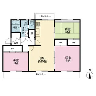 港南台ひばり団地7号棟【5階】の間取り