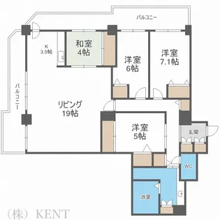 知事公館前タワーレジデンス【20階】の間取り