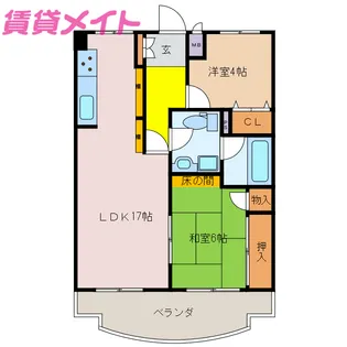シャトーカワイ【4階】の間取り