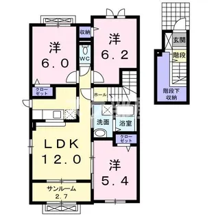 エステル山手【2階】の間取り