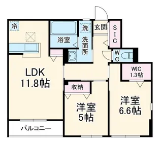 ポプリ中山【1階】の間取り