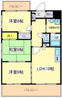 大阪府大阪市住吉区我孫子東1【マンション】の間取り