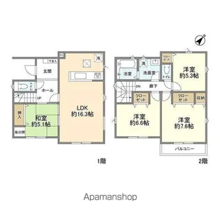 埼玉県ふじみ野市元福岡1【一戸建】の間取り