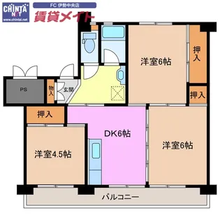 ビレッジハウス磯部2号棟【1階】の間取り