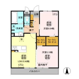 袖ヶ浦ヒルサイドプラザA【2階】の間取り