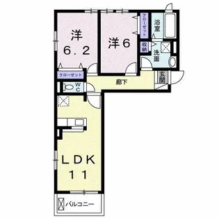 岡山県岡山市中区関【アパート】の間取り