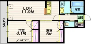 キュアコート等々力【1階】の間取り