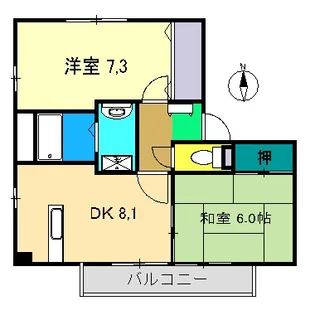 コートシマ B棟【2階】の間取り