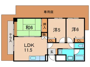 クレ-ル桜ケ丘【1階】の間取り