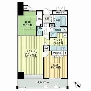 サーパスシティ新屋敷一番館【2階】の間取り