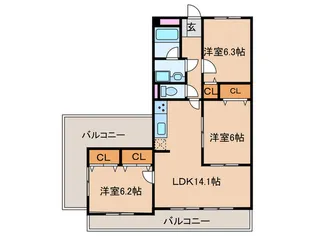 アベニュ-城並【4階】の間取り