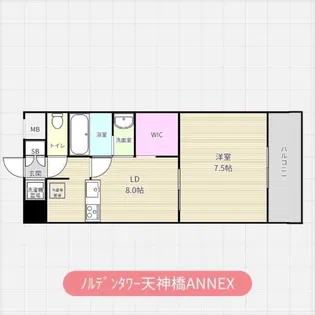 ノルデンタワー天神橋アネックス【2階】の間取り