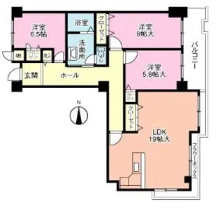 グランドパレス学園前D棟【4階】の間取り
